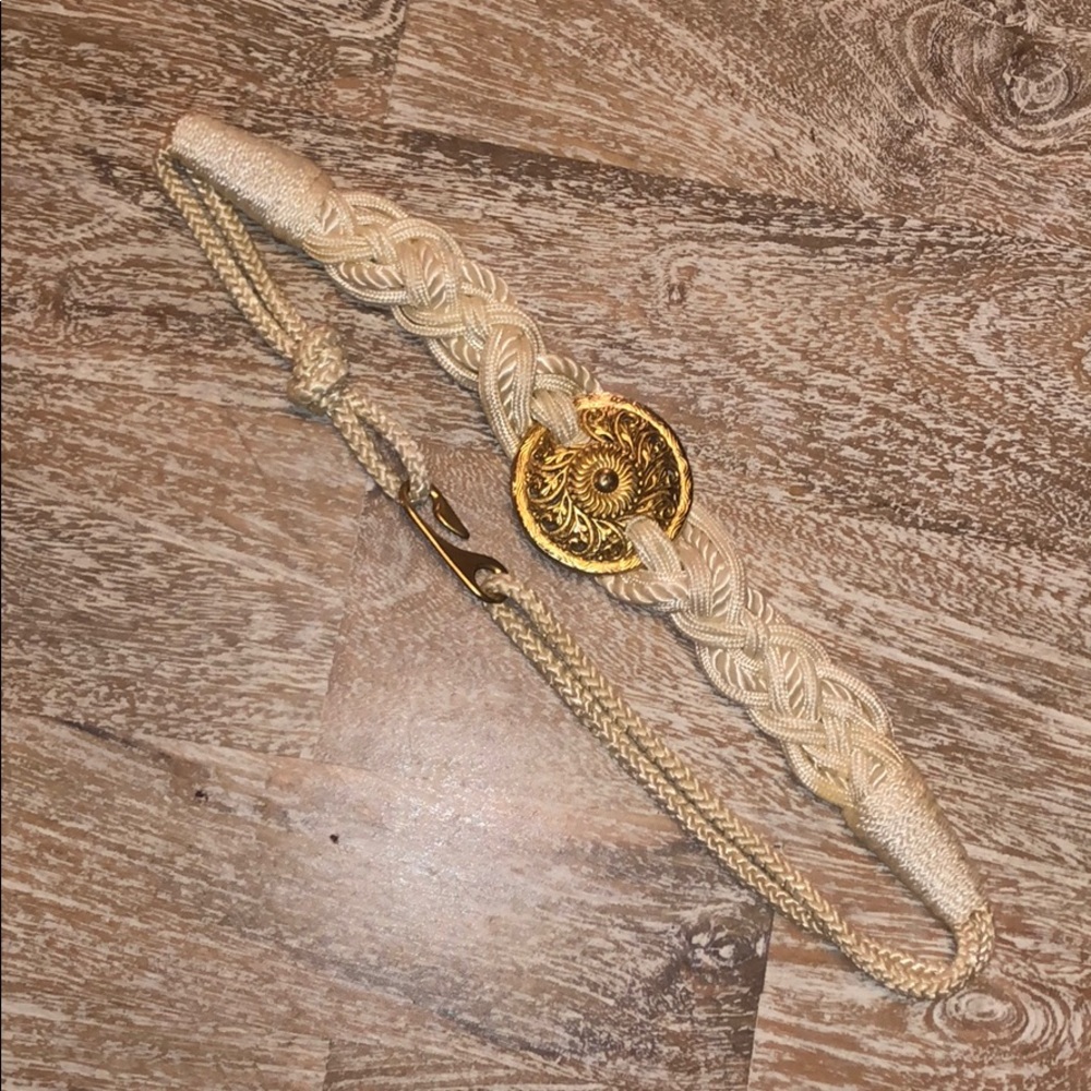 Vintage cream gold rope belt 80s 70s